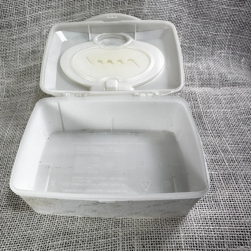 Cottonelle Fresh Flushable Wipes Refillable Plastic Dispenser Empty White Floral